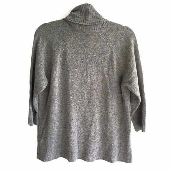 Joe FRESH Wool Turtleneck Sweater 3/4 Sleeves Grey - Picture 2 of 3
